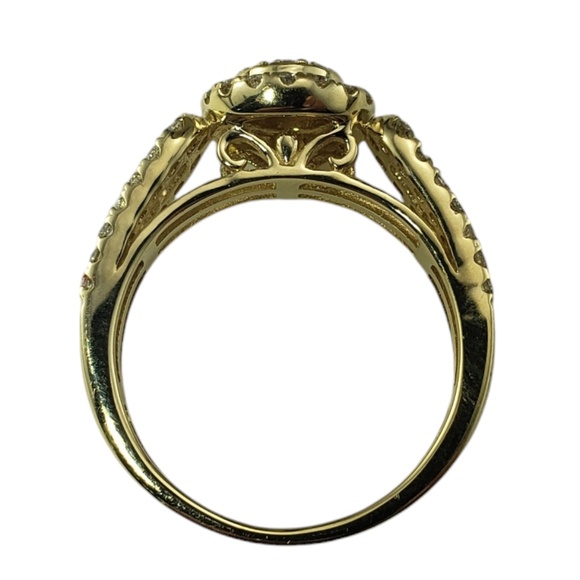 14 Karat Yellow Gold Diamond Cluster Halo Ring Size 7 #20712 - Picture 5 of 8